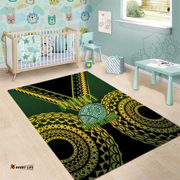 Avaiki Cook Islands Rugby Area Rug Kuki Airani Tatau Black LT14