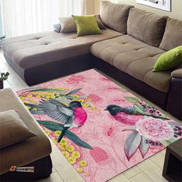 Birds and Floral Aussie Pink Robins Area Rug Rosy Glow LT7