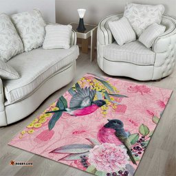 Birds and Floral Aussie Pink Robins Area Rug Rosy Glow LT7