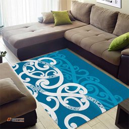 Azure Blue Maori Area Rug Koru Kowhaiwhai LT7