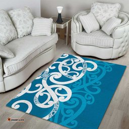 Azure Blue Maori Area Rug Koru Kowhaiwhai LT7
