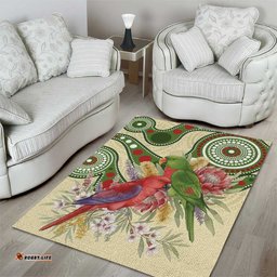 Australia Moluccan Eclectus Area Rug Australian Native Flowers Indigenous Art LT14