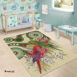 Australia Moluccan Eclectus Area Rug Australian Native Flowers Indigenous Art LT14