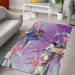Australia Epilepsy Awareness Area Rug Purple Fairy Wren with Eucalyptus Flowers LT7