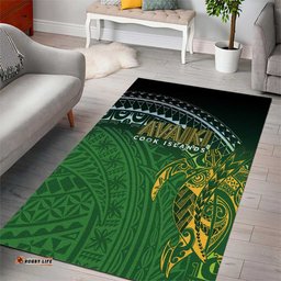 Cook Islands Rugby Kuki Avaiki Area Rug Tribal Turtle LT7