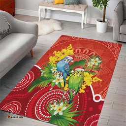 Budgerigar Australia Christmas Area Rug Budgies Golden Wattle Aboriginal Red LT14