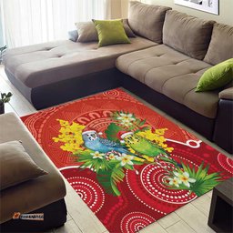 Budgerigar Australia Christmas Area Rug Budgies Golden Wattle Aboriginal Red LT14