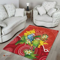 Budgerigar Australia Christmas Area Rug Budgies Golden Wattle Aboriginal Red LT14