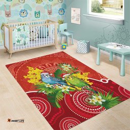Budgerigar Australia Christmas Area Rug Budgies Golden Wattle Aboriginal Red LT14