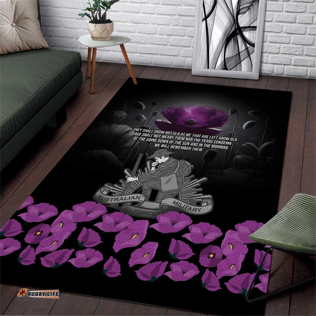 ANZAC Day Remembrance Area Rug Purple Poppy We Will Remember Them LT9