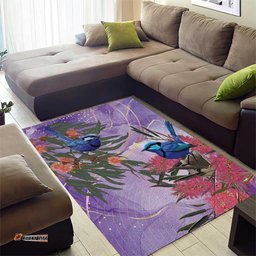 Australia Splendid Fairy Wren on Eucalyptus Area Rug Epilepsy Awareness LT7