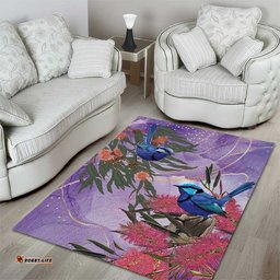 Australia Splendid Fairy Wren on Eucalyptus Area Rug Epilepsy Awareness LT7