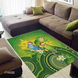 Budgerigar Australia Christmas Area Rug Budgies Golden Wattle Aboriginal Green LT14