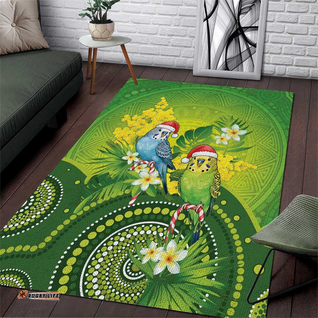 Budgerigar Australia Christmas Area Rug Budgies Golden Wattle Aboriginal Green LT14