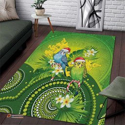 Budgerigar Australia Christmas Area Rug Budgies Golden Wattle Aboriginal Green LT14