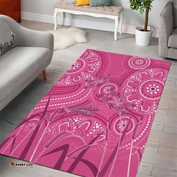 Australia Indigenous Pink Month Area Rug Breast Cancer Aboriginal Dragonflies Ribbon LT14