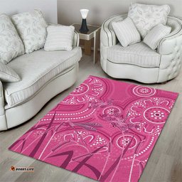 Australia Indigenous Pink Month Area Rug Breast Cancer Aboriginal Dragonflies Ribbon LT14