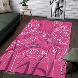 Australia Indigenous Pink Month Area Rug Breast Cancer Aboriginal Dragonflies Ribbon LT14