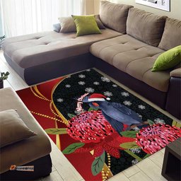 Australia Palm Cockatoo Christmas Area Rug Probosciger Aterrimus Waratah Merry Chrissie LT14