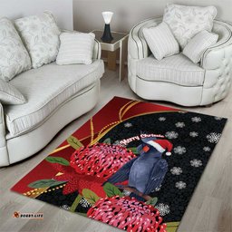 Australia Palm Cockatoo Christmas Area Rug Probosciger Aterrimus Waratah Merry Chrissie LT14