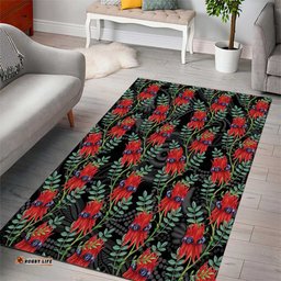 Australia Sturt's Desert Pea Area Rug Aussie Native Flowers Indigenous Art LT14