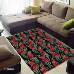 Australia Sturt's Desert Pea Area Rug Aussie Native Flowers Indigenous Art LT14