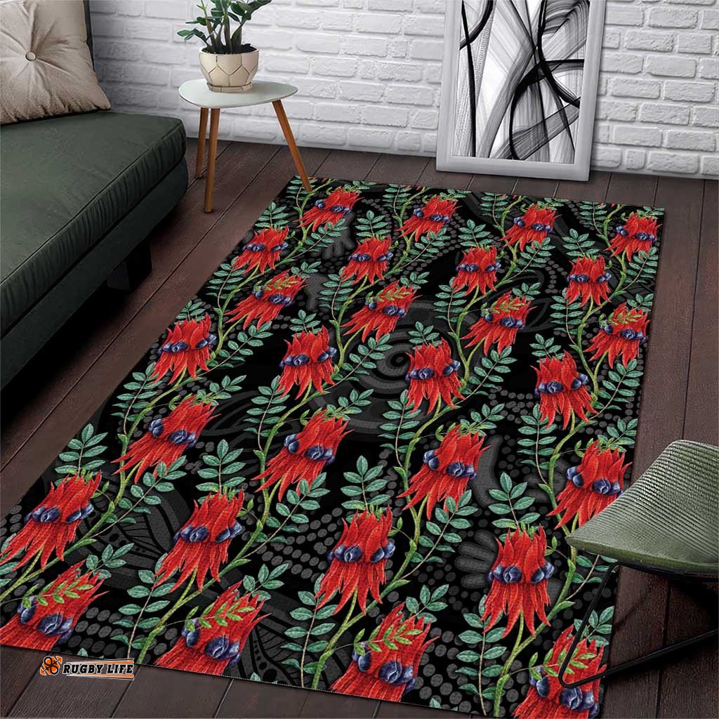 Australia Sturt's Desert Pea Area Rug Aussie Native Flowers Indigenous Art LT14