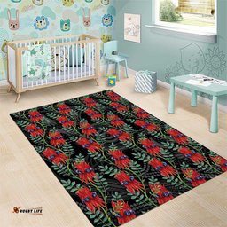Australia Sturt's Desert Pea Area Rug Aussie Native Flowers Indigenous Art LT14