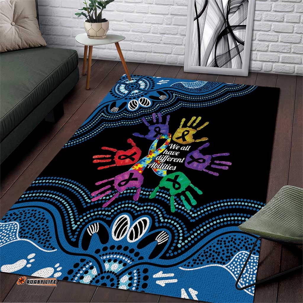 Autism Awareness Australia Indigenous Area Rug We All Have Different Abilities LT14