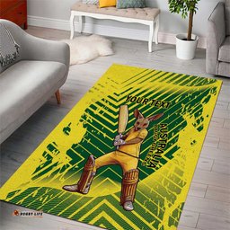 Custom Australia Cricket Area Rug Aussie Baggy Greens - Kangaroo Mascot Style LT14