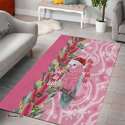 Australia Pink Galah Christmas Area Rug Falalalala Galalah Bottlebrush Aboriginal Art LT14
