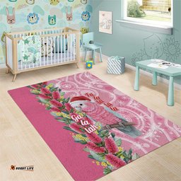 Australia Pink Galah Christmas Area Rug Falalalala Galalah Bottlebrush Aboriginal Art LT14