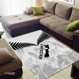 Custom New Zealand Silver Fern Football Area Rug Go Aotearoa Grunge White LT14