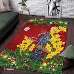 Australia Gang-gang Cockatoo Christmas Area Rug Callocephalon Fimbriatum Golden Wattle Red LT14