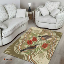 Australia Eastern Spinebill Area Rug Aussie Honeyeater Bottlebrush Indigenous Art LT14