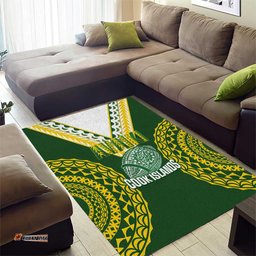 Avaiki Cook Islands Rugby Area Rug Kuki Airani Tatau Green LT14