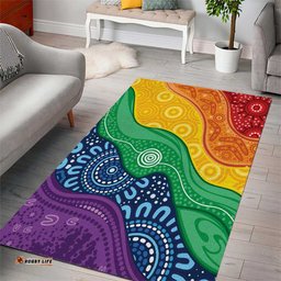 Australia First Nation LGBTQ+ Area Rug Aboriginal Rainbow Flag LT7