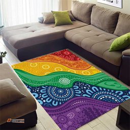 Australia First Nation LGBTQ+ Area Rug Aboriginal Rainbow Flag LT7