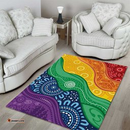 Australia First Nation LGBTQ+ Area Rug Aboriginal Rainbow Flag LT7