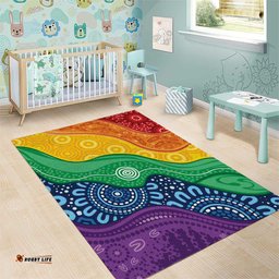 Australia First Nation LGBTQ+ Area Rug Aboriginal Rainbow Flag LT7
