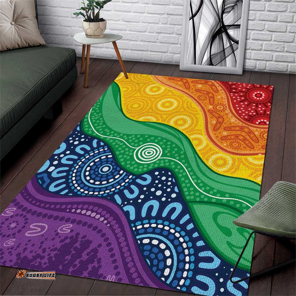 Australia First Nation LGBTQ+ Area Rug Aboriginal Rainbow Flag LT7