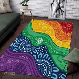 Australia First Nation LGBTQ+ Area Rug Aboriginal Rainbow Flag LT7