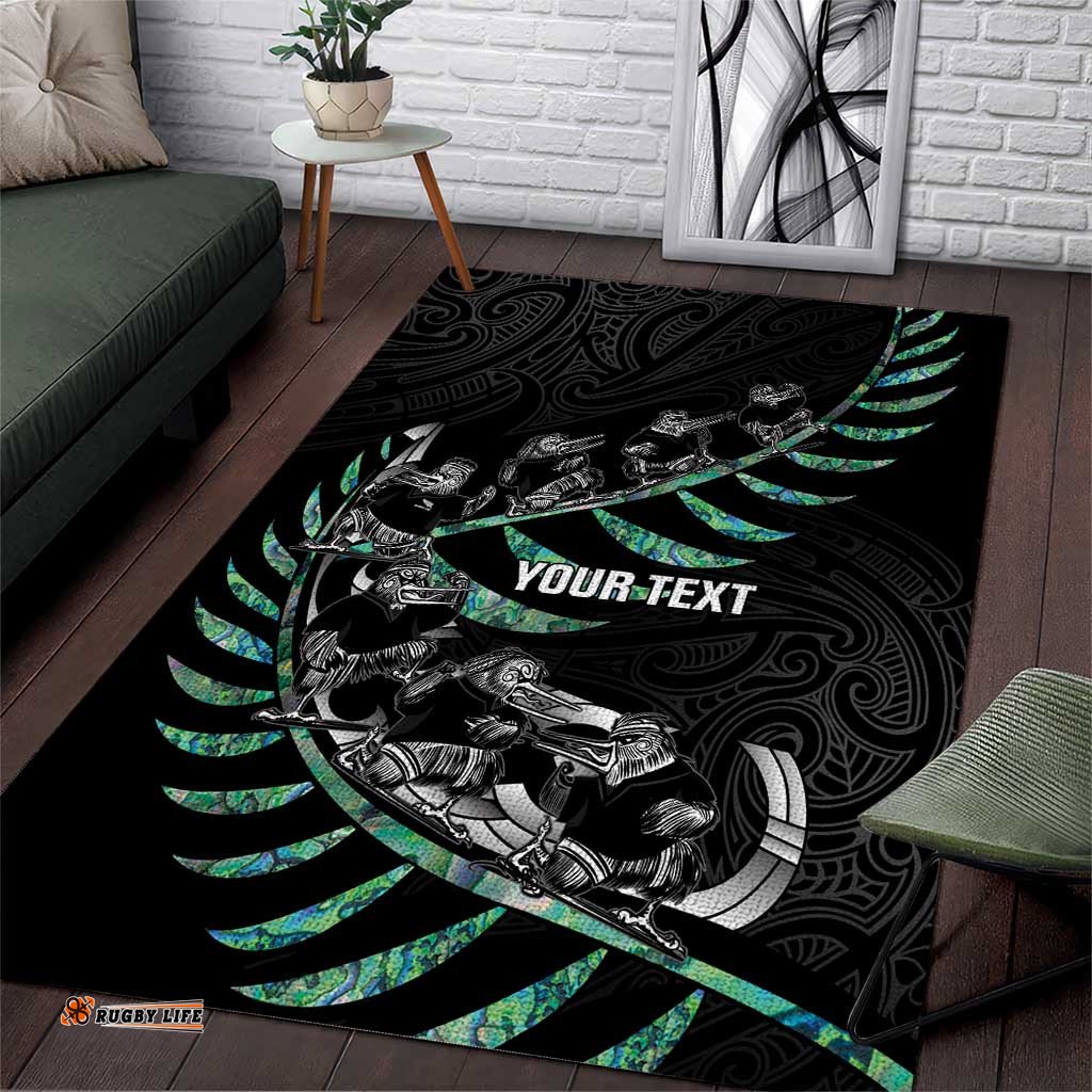 Custom New Zealand Silver Fern Rugby Area Rug Aotearoa Kiwi Maori Pattern LT14