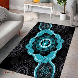 Australia Ovarian Cancer Awareness Area Rug Brave Strong Teal Ribbon Aboriginal Art LT14
