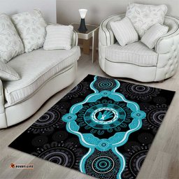 Australia Ovarian Cancer Awareness Area Rug Brave Strong Teal Ribbon Aboriginal Art LT14