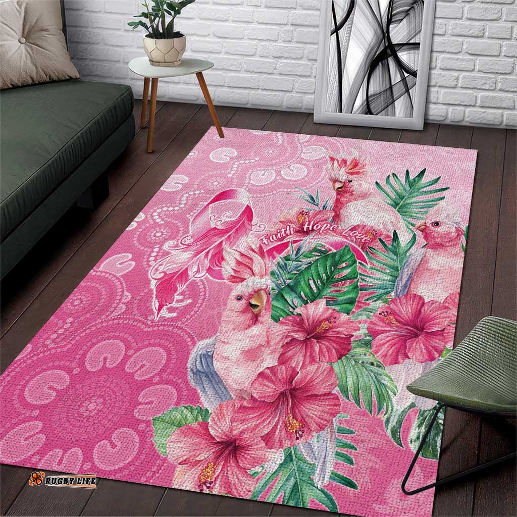 Australia Cockatoos Breast Cancer Area Rug Faith Hope Love LT05