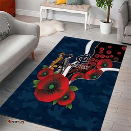 Carlton Blues ANZAC Personalised Area Rug Lest We Forget Poppy Camo LT9