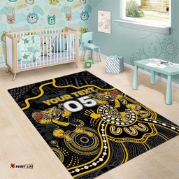 Custom Richmond Football Area Rug Aboriginal Dot Art Pattern DT05