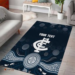Custom Carlton Football Area Rug Go Blues Aboriginal Art LT14