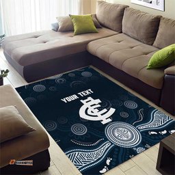 Custom Carlton Football Area Rug Go Blues Aboriginal Art LT14